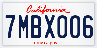 CA license plate 7MBX006
