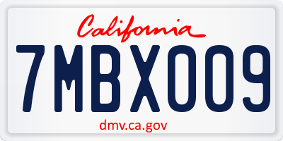 CA license plate 7MBX009