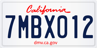 CA license plate 7MBX012