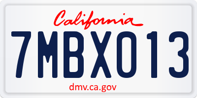 CA license plate 7MBX013