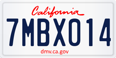 CA license plate 7MBX014