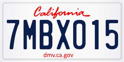 CA license plate 7MBX015