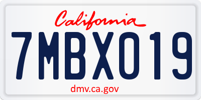 CA license plate 7MBX019