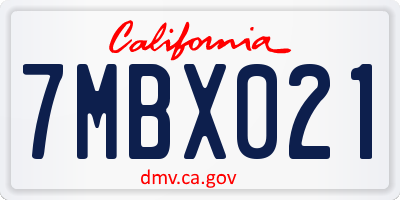 CA license plate 7MBX021
