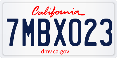 CA license plate 7MBX023