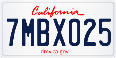CA license plate 7MBX025
