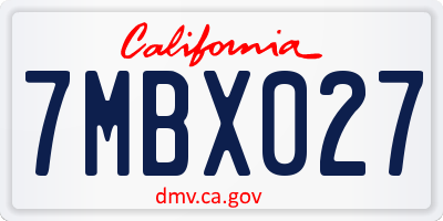 CA license plate 7MBX027