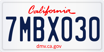 CA license plate 7MBX030
