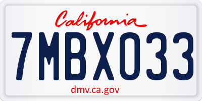 CA license plate 7MBX033