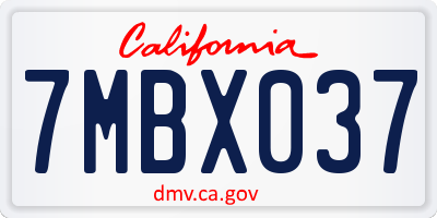 CA license plate 7MBX037