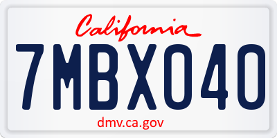 CA license plate 7MBX040