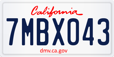 CA license plate 7MBX043