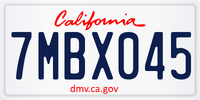 CA license plate 7MBX045