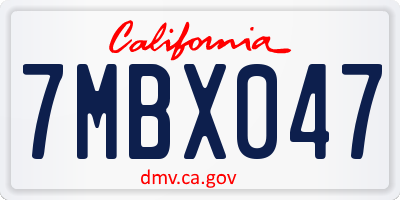 CA license plate 7MBX047