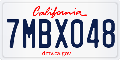 CA license plate 7MBX048
