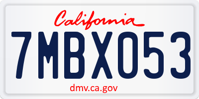 CA license plate 7MBX053