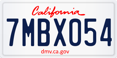 CA license plate 7MBX054