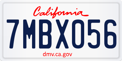 CA license plate 7MBX056