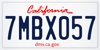 CA license plate 7MBX057