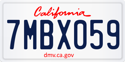 CA license plate 7MBX059