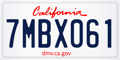 CA license plate 7MBX061