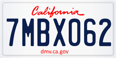 CA license plate 7MBX062