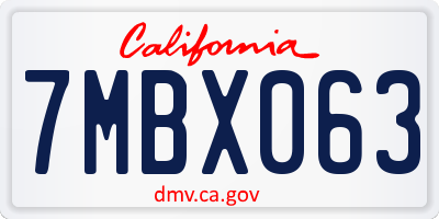 CA license plate 7MBX063