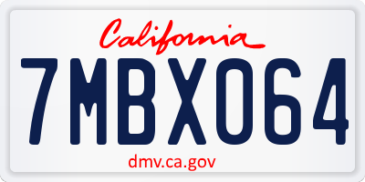 CA license plate 7MBX064