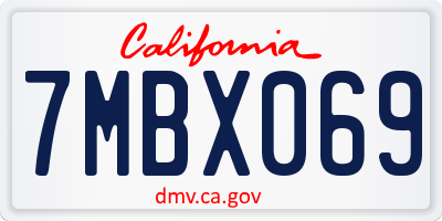 CA license plate 7MBX069