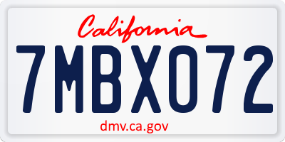 CA license plate 7MBX072