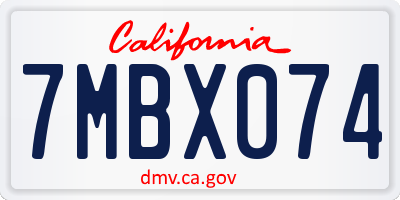 CA license plate 7MBX074