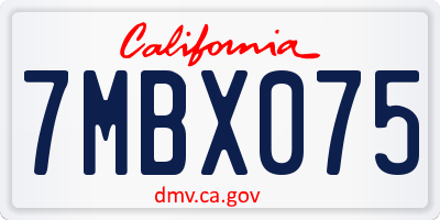 CA license plate 7MBX075