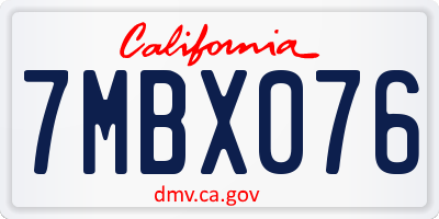 CA license plate 7MBX076