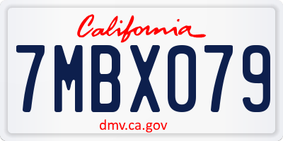 CA license plate 7MBX079