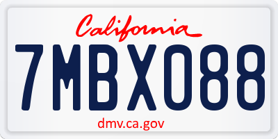 CA license plate 7MBX088