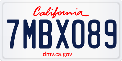 CA license plate 7MBX089