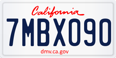 CA license plate 7MBX090