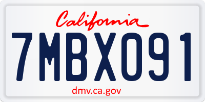 CA license plate 7MBX091