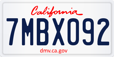 CA license plate 7MBX092