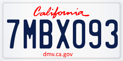CA license plate 7MBX093