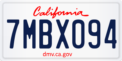 CA license plate 7MBX094