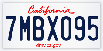 CA license plate 7MBX095