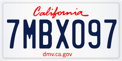 CA license plate 7MBX097