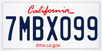 CA license plate 7MBX099