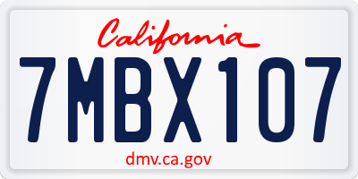 CA license plate 7MBX107
