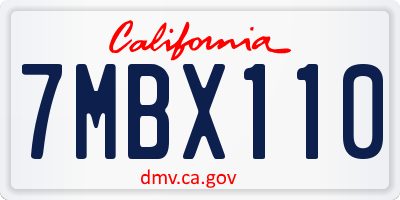 CA license plate 7MBX110