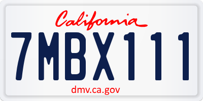CA license plate 7MBX111