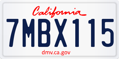 CA license plate 7MBX115