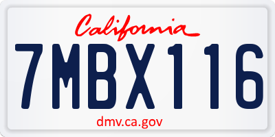CA license plate 7MBX116