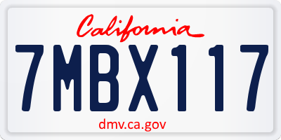 CA license plate 7MBX117